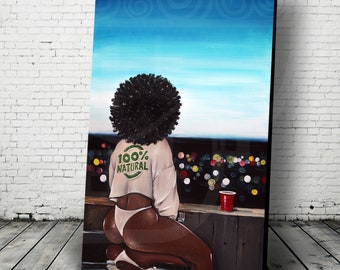 JEREMY WORST "100% Natural" African American Graffiti Urban Street Art Hero Woman Nubian Queen Black Girl Canvas wall NSFW Decor Poster Hair