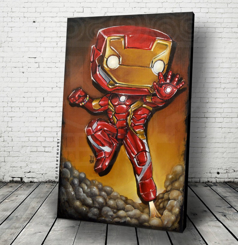 I am IRON POP Jeremy Worst tony comics painting fan art armor suit red gold original custom anime f anime stickers image 1