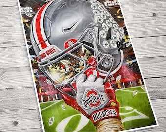 Buckeyes Sports National Champions College League Art helmet Poster Jeremy Worst