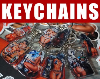 KEYCHAINS Charm STAR WARS Spirderman Jessica Shadow Trooper Princess leia storm Miles Morales sexyy pin Stickers Fan Art collection