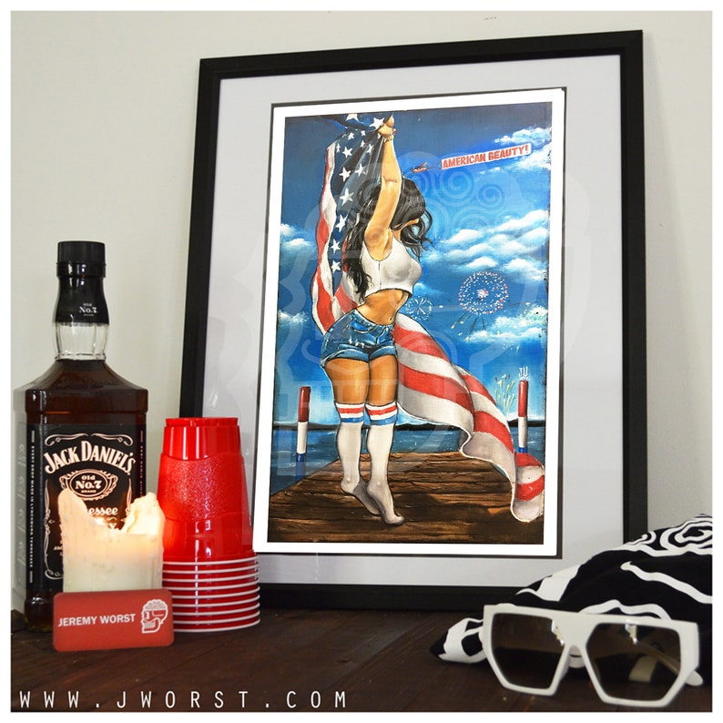 JEREMY WORST American Beauty ART Wall decor Painting girl tube socks sexy modern pinup image 5