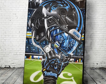 Carolina Panthers Sports National Football League Art helmet Poster Jeremy Worst