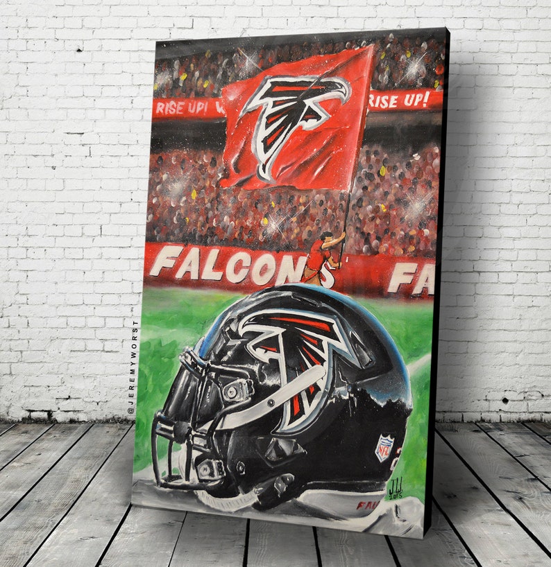 JEREMY WORST Atlanta Falcons Rise up Helmet Artwork Signed image 1