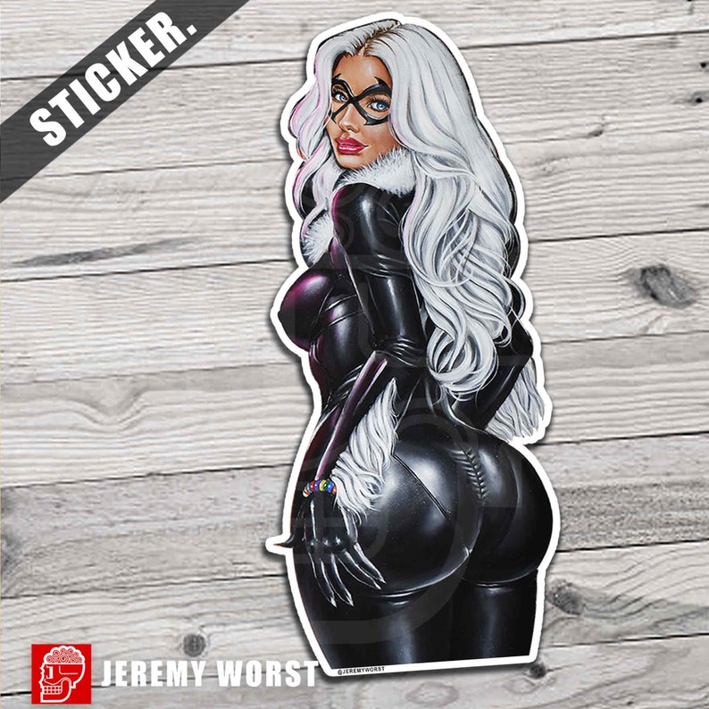 JEREMY WORST City Girls Spider Gwen Black Cat and Mj Spider woman in NYC Streets Wall decor Game room painting Stickers Sticker Bundle Sticker Girls #3 inches