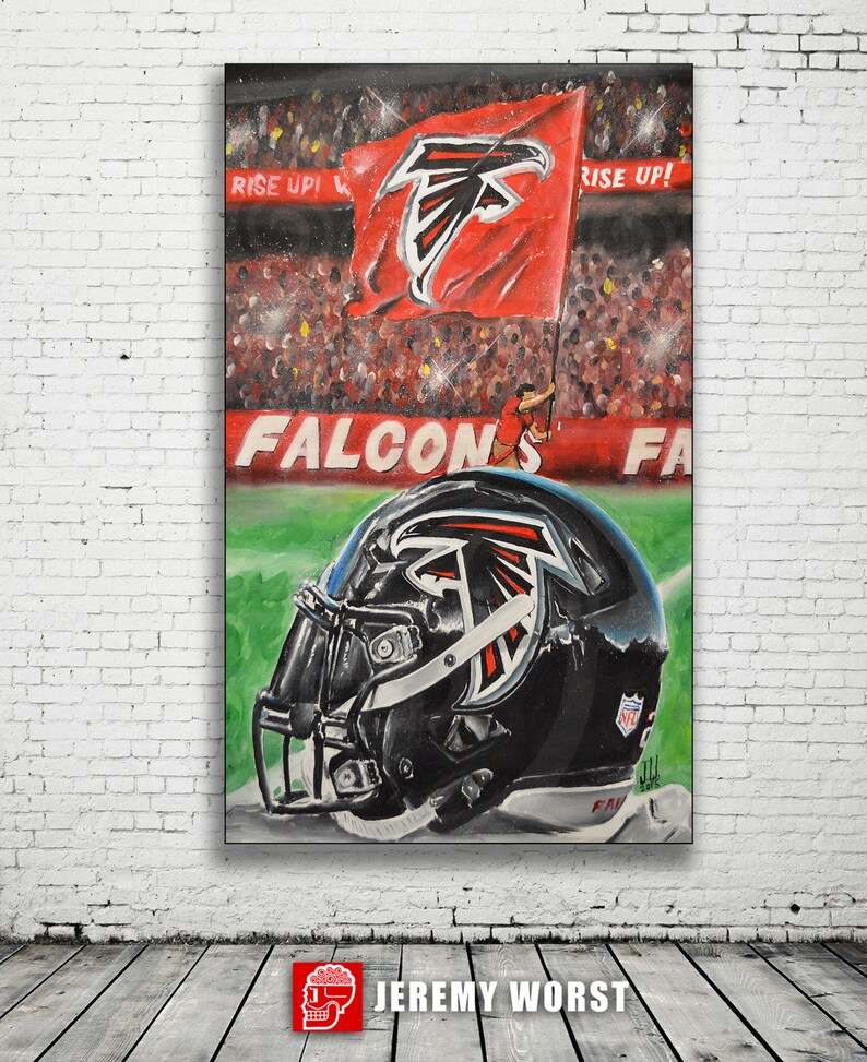 JEREMY WORST Atlanta Falcons Rise up Helmet Artwork Signed image 2