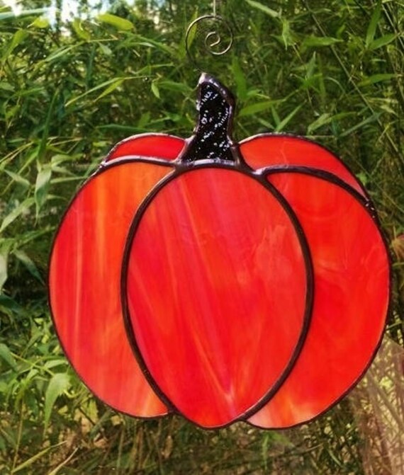 Items similar to Large Original Stained Glass Pumpkin Suncatcher on Etsy