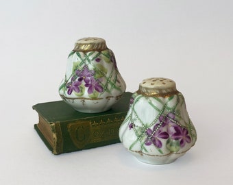 Antique China Hand Painted Salt & Pepper Shakers