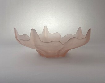Large Pink Satin Glass Spiked Bowl by Viking