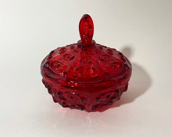 Ruby Red "Bulls Eye" Covered Candy Dish by Viking