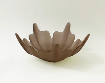 Large Gray Mist Satin Glass Spiked Bowl by Viking