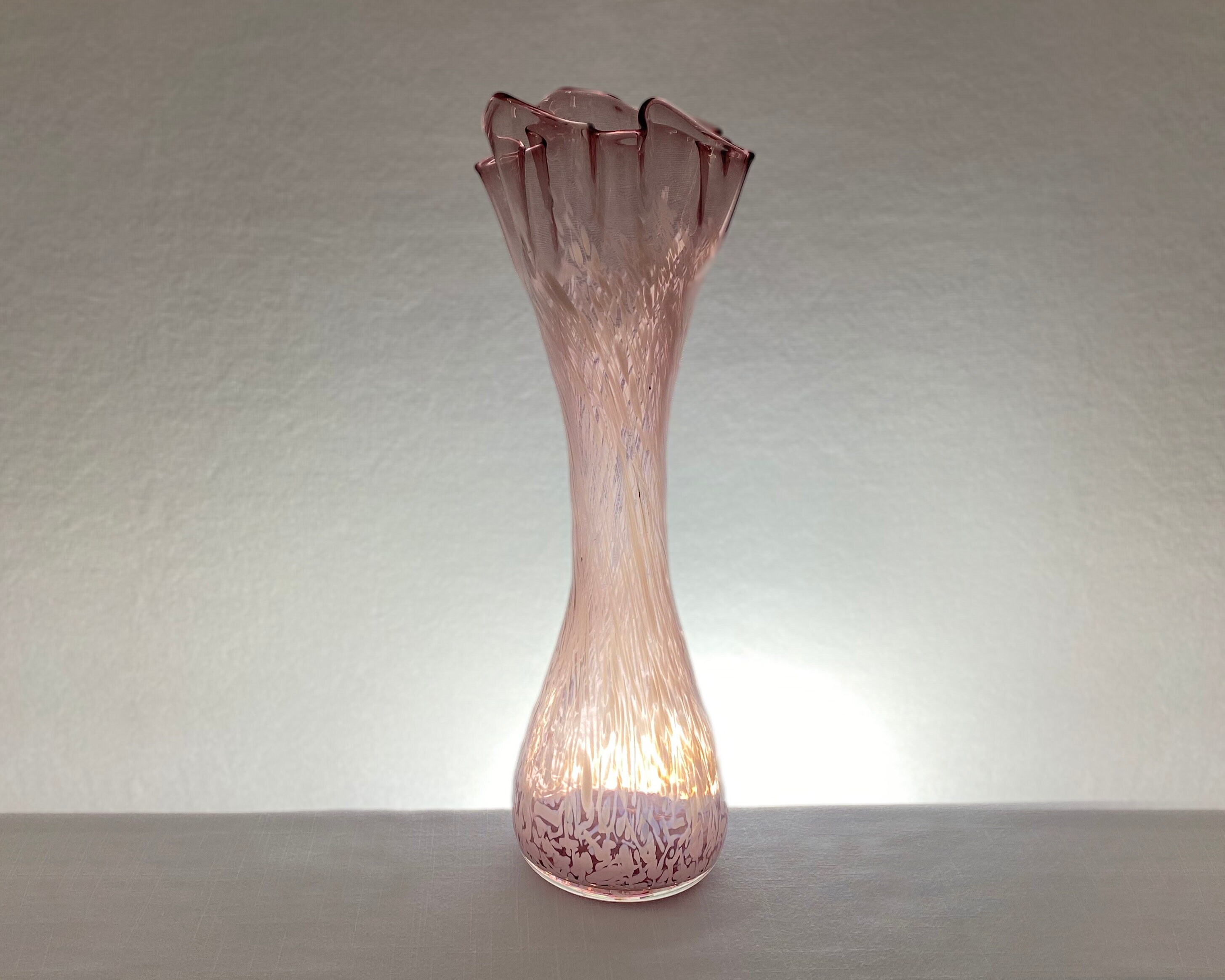 Tall Pinkish Purple Swung Glass Vase Etsy
