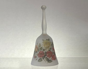 Viking Satin Glass Bell Yellow and Peach Flowers
