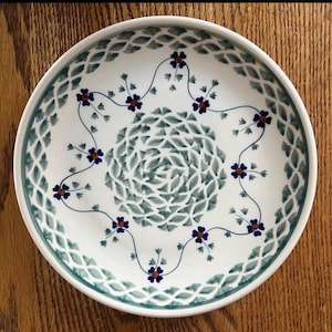 Original Polish Pottery handcrafted by Manufaktura in Boleslawiec,Poland  7.25" Bread / Desert / Salad plate in pattern Woven Pansies