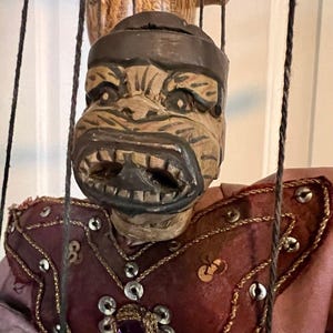 Antique Burmese Hand carved Wood Marionette String Puppet