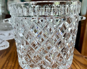 Vintage Czech Republic 24% Lead Crystal - Diamond pattern - Ice Bucket