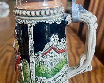 German Swiss music box beer stein that plays, “Edelweiss”