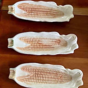 Vintage Ceramic Corn on the cob serving dishes =- Three