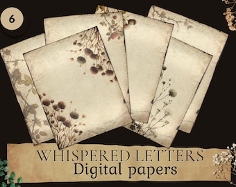 Lettere sussurrate – Set di cancelleria gotica stampabile / Pagine di effimere vittoriane / Carta digitale Dark Romance