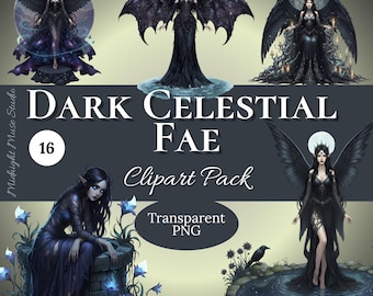 Clipart di fate oscure / Pacchetto PNG gotico celeste (Download digitale)