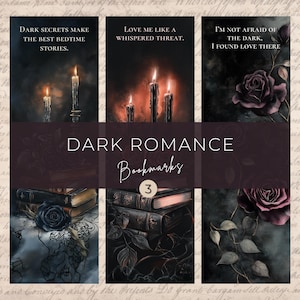 Gothic Bookmarks - Dark Romance, Candlelit Rose Design (PNG, PDF)