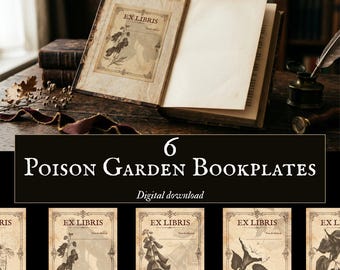Ex libris gotici stampabili / Set di 6 da Ex Libris Poison Garden / Regalo per amanti dei libri dark academia / Download digitale