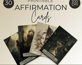 30 carte di affermazione stampabili per rituali di cura personale, download in stile gotico celeste