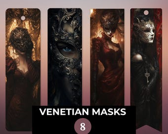 Segnalibri con maschere veneziane – Mascherata gotica, elegante dark fantasy (PDF)