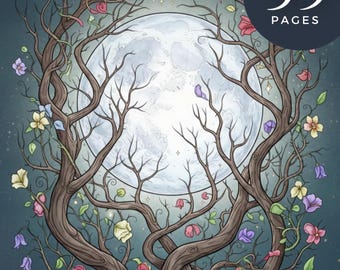 Libro da colorare sulla stregoneria - 35 intricate pagine digitali di flora tenebrosa e motivi botanici gotici