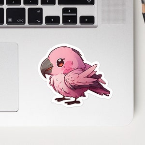 Pink Kawaii Raven - Etiqueta engomada linda simple sin burbujas / Baby Bird Pink Crow Cottagecore Kawaiicore Estilo japonés Anime Cartoon Pastelgoth