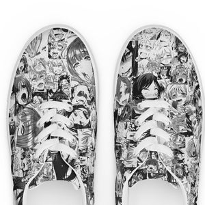 Ahegao Waifu Black & White - Men’s lace-up canvas shoes