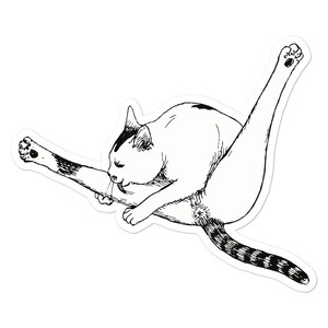 Cat Cleaning Itself Bubble-free Stickers - Etsy