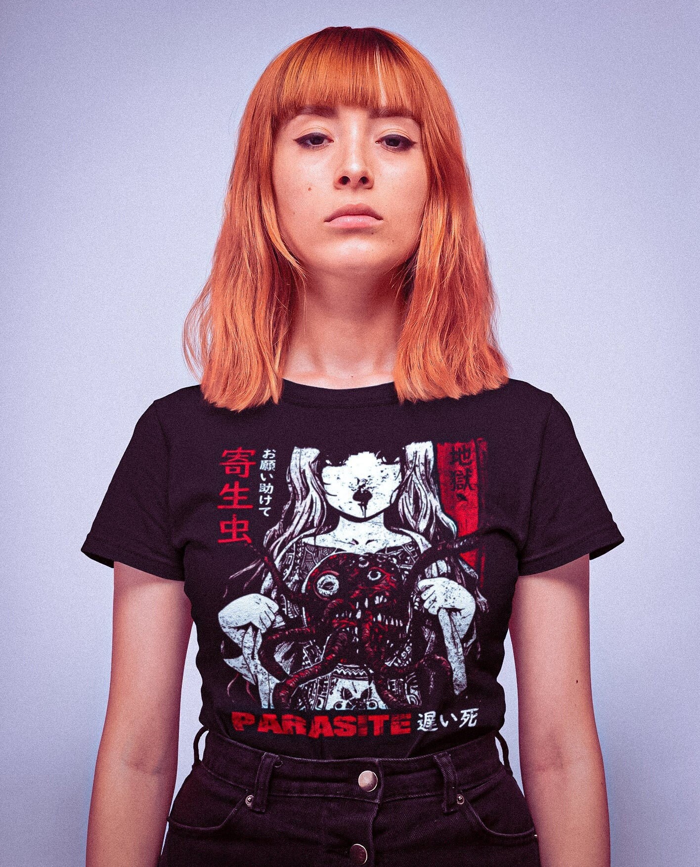 PARASITE - 寄生虫 Short-Sleeve Unisex T-Shirt Ero Guro Lolita Death Cult Anime Schoolgirl
