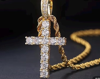 Cross Pendant Necklace for Men, Gold, Silver, Diamonds