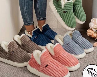 Pantoufles pelucheuses en polaire | Chaussures d'intérieur douces, semelle antidérapante
