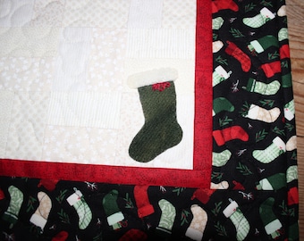 The Stockings were hung 2 quilted candle mat