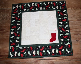 The Stockings were hung quilted candle mat