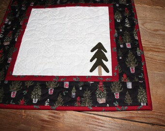 Tree Farm quilted candle mat