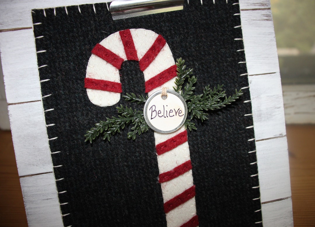 Wool Candy Cane Shelf Sitter Etsy