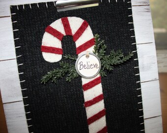 Wool candy cane shelf sitter