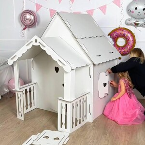 Casa creativa. Pintura al óleo personalizada. Castillo mágico de cartón. Casa de juegos para niños con forma de fortaleza, tienda de campaña para princesas, personalizada para niños.