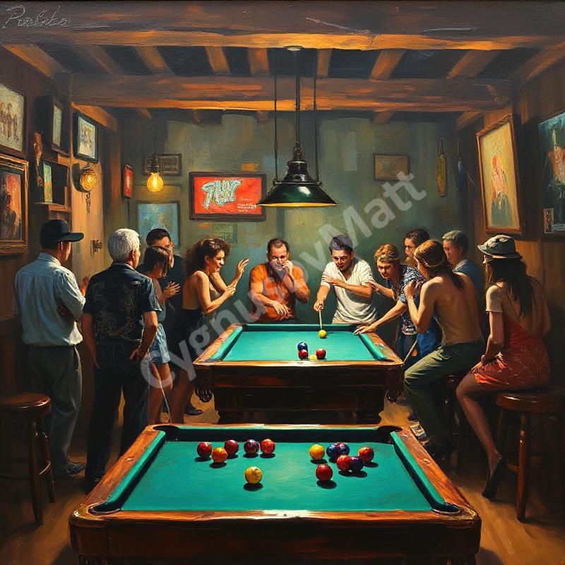 Digital Print. Pool Tables at the Bar. - Etsy