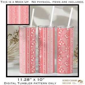 Strawberry Paisley Coquette Bow Tumbler Wrap- 20oz Skinny Tumbler Wrap Sublimation Straight Full PNG Digital Download Cup Feminine Fruit