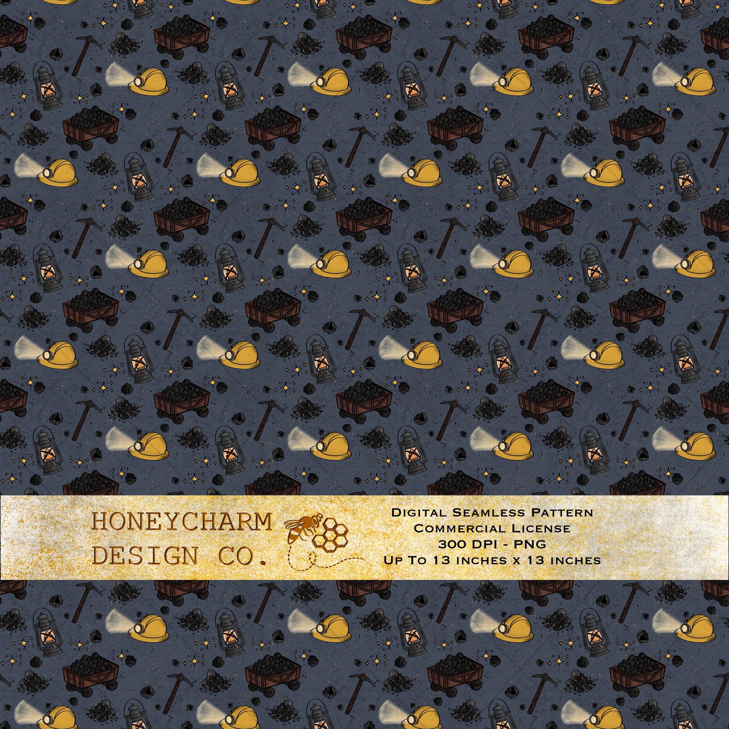 Coal Pattern Design Coal Miner Seamless File Pattern Hand Drawn PNG Download Digital Paper ...