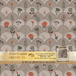 Prim Botanical Wild Flower Seamless Pattern PNG Sublimação Sublimável Sublim Sublime Digital Paper Journal Background Repetir Download Linho