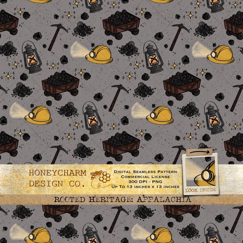 Coal Pattern Design Coal Miner Seamless File Pattern Hand Drawn PNG Download Digital Paper ...