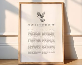 Psalm 91 Vintage Christian Wall Art Bible Verse Print