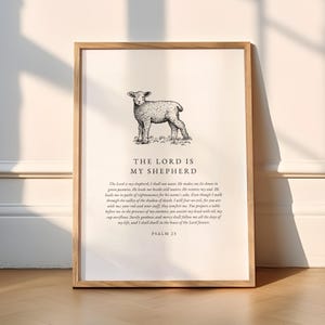 Psalm 23 Vintage Christian Art Print: Bible Verse Wall Decor (Digital Download)