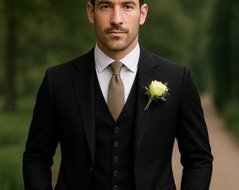Black 3-piece Suit: Men's Luxury Wedding Groom Wear - Etsy