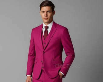 値下！LOVELESS スモーキーピンク 3Pスーツ メンズ ピンク 3ピーススーツ – スリムフィット 結婚式・フォーマル