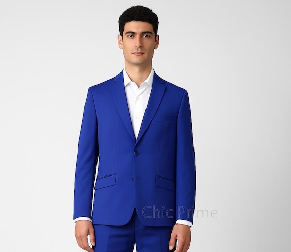 mens royal blue slim fit dress shirt Royal Blue Satin Regular Fit Dress Shirt, Tie & Hanky Set 14 XSmall 32-33 Sleeve